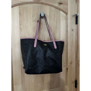 Coach Signature City Tote Bag in Brown and Dusty Pink EUC